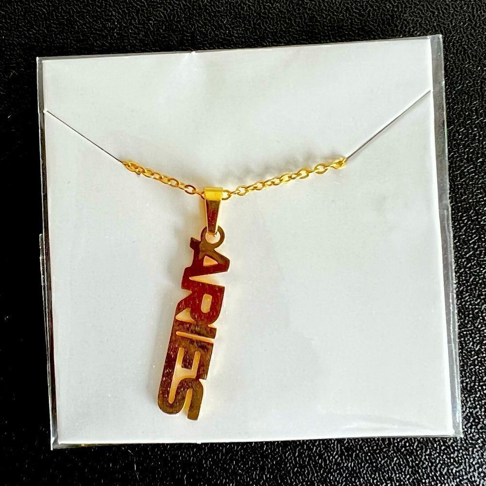 Gold Personality Zodiac vertical Necklaces, Horoscope pendants Star sign